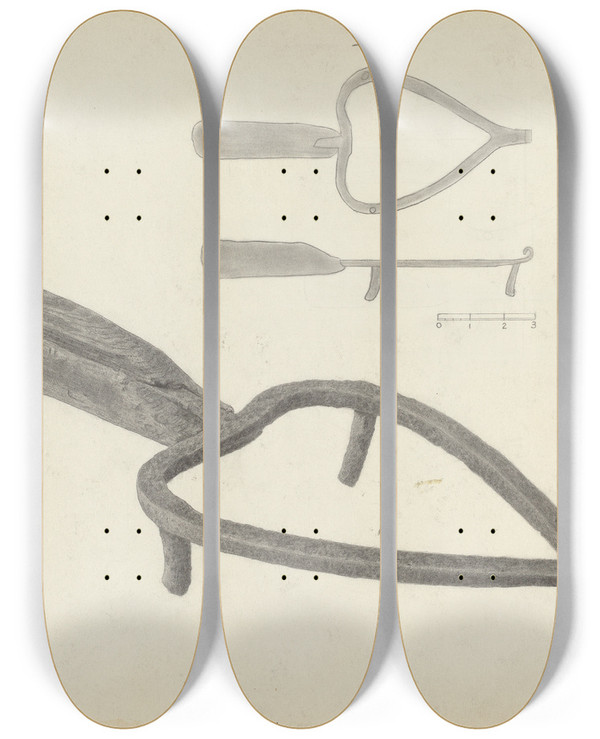 Triptych art skateboard deck of Henry Granet Trivet by Henry Granet