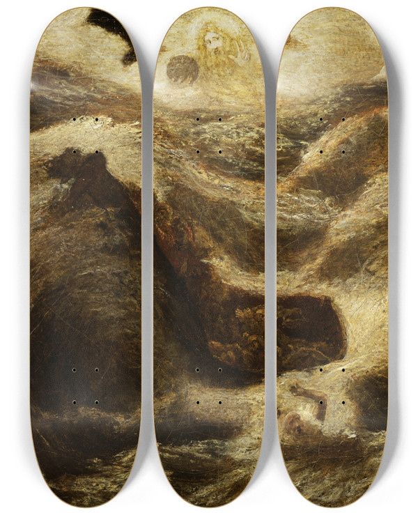 Triptych art skateboard deck of Albert Pinkham Ryder Jonah by Albert Pinkham Ryder (1847-1917)