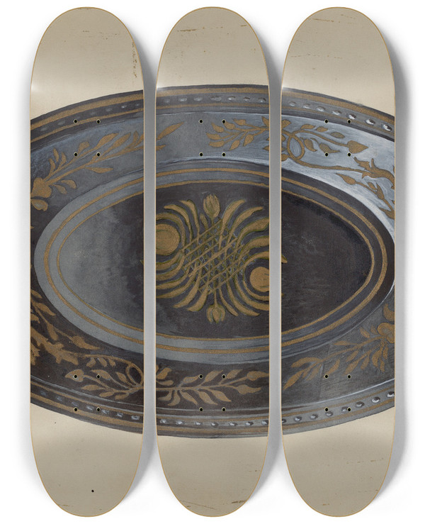 Triptych art skateboard deck of Albert Eyth Bread Tray by Albert Eyth (20-)