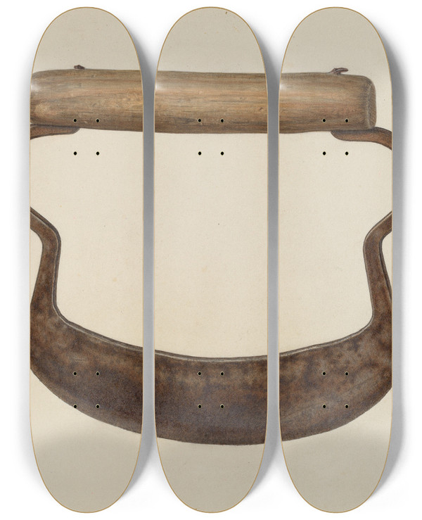 Triptych art skateboard deck of Nicholas Amantea Chopping Knife_5 by Nicholas Amantea (1900-1978)