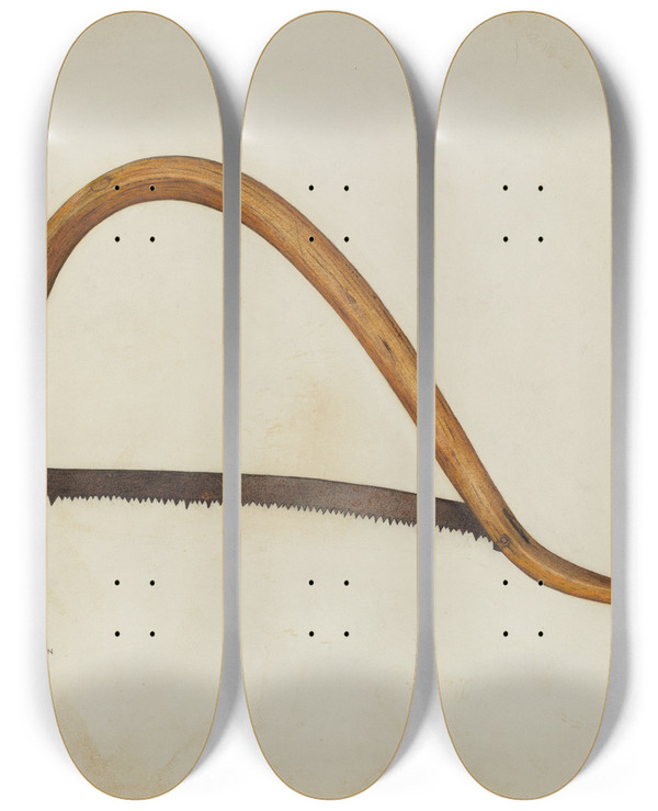 Triptych art skateboard deck of Charles Charon Saw by Charles Charon