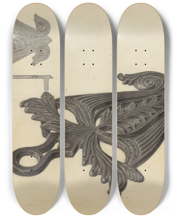 Triptych art skateboard deck of Jack Staloff Flat Iron Holder_1 by Jack Staloff
