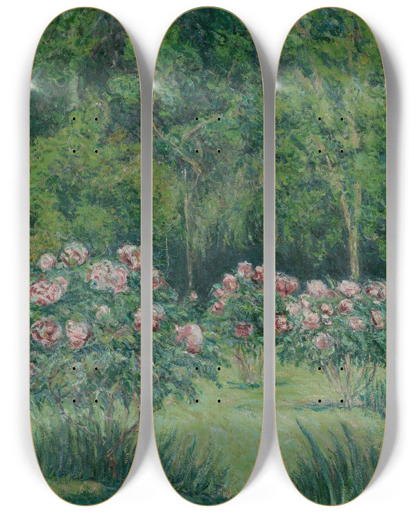 Triptych art skateboard deck of Blanche Hoschedmonet Le Jardin Giverny_3 by Blanche Hoschede Monet (1865-1947)