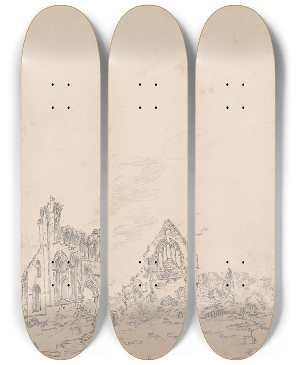 Triptych art skateboard deck of James Moore Dryburgh Abbey Scotland by James Moore (1762-1799)