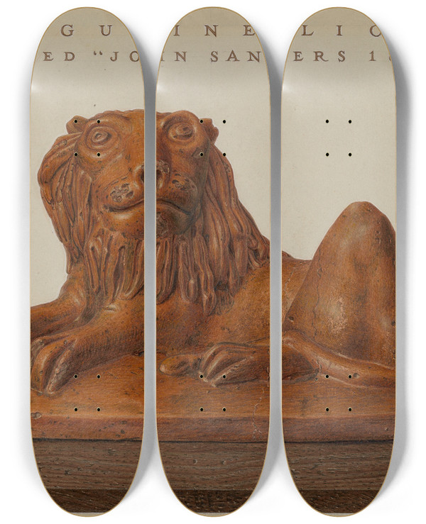Triptych art skateboard deck of John Matulis Lion by John Matulis