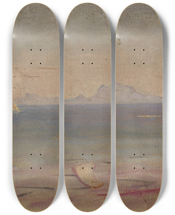 Triptych art skateboard deck of Jan Cigliski Capri by Jan Ciaglinski (1858-1913)