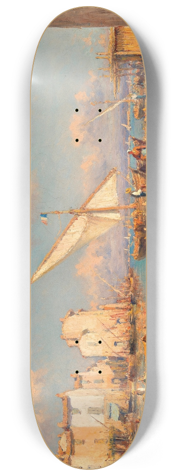 Henry Malfroy - A View of Martigues (French Riviera) 8.25 inch art skate deck