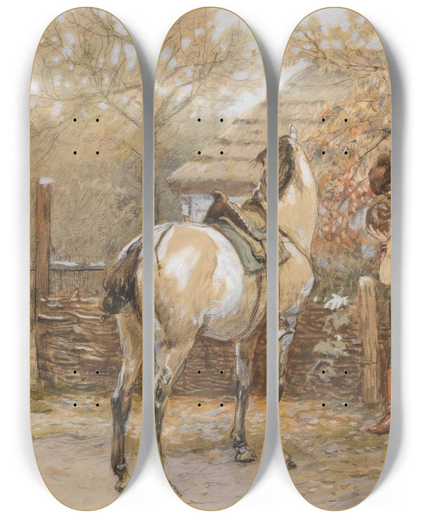 Triptych art skateboard deck of Antoni Piotrowski Der Abschied by Antoni Piotrowski (1853-1924)