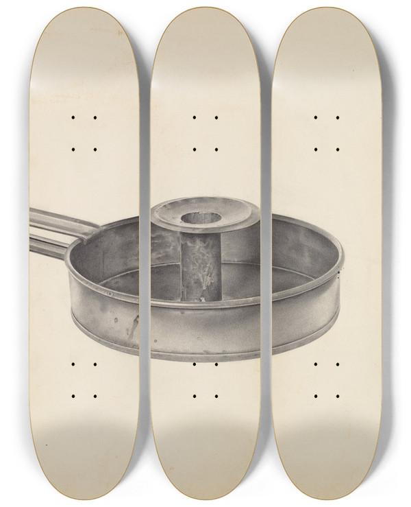 Triptych art skateboard deck of Amelia Tuccio Candlestick_1 by Amelia Tuccio (20-)