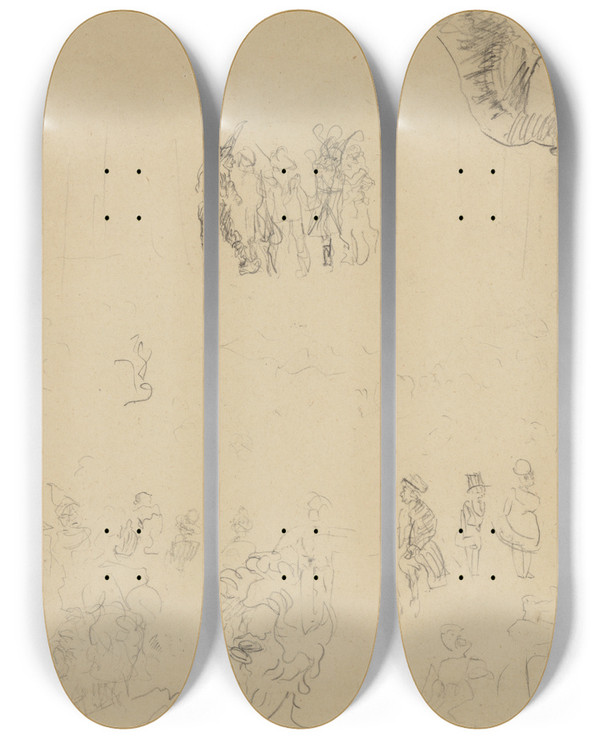 Triptych art skateboard deck of James Ensor Chinese Vaas En Figuren by James Ensor (1860-1949)