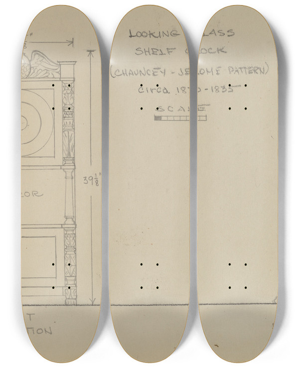 Triptych art skateboard deck of Lawrence Phillips Shelf Clock_2 by Lawrence Phillips