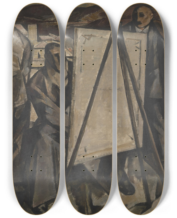 Triptych art skateboard deck of Ramah The Painter Ramah 1922 by Ramah (1887-1947)