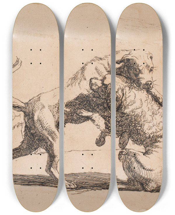 Triptych art skateboard deck of Lorenz Frlich Billede_6 by Lorenz Frolich (1820-1908)