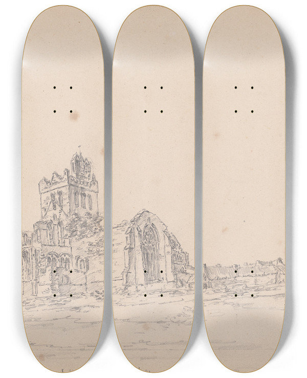 Triptych art skateboard deck of James Moore Jedburgh Abbey Scotland by James Moore (1762-1799)