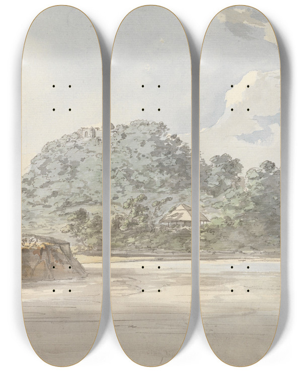 Triptych art skateboard deck of Samuel Davis Siccregully Sakrigali by Samuel Davis (1757-1819)