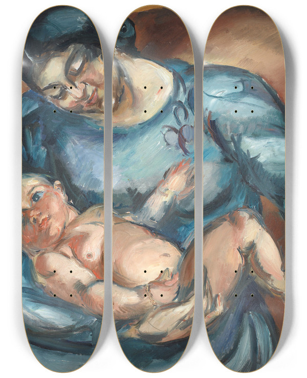 Triptych art skateboard deck of Emile Othon Friesz Mothers Love by Emile Othon Friesz (1879-1949)