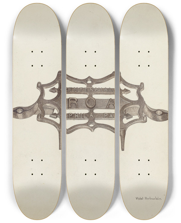Triptych art skateboard deck of Violet Hartenstein Trivet_1 by Violet Hartenstein