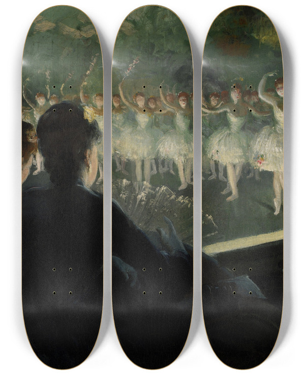 Triptych art skateboard deck of Everett Shinn The White Ballet by Everett Shinn (1876-1953)