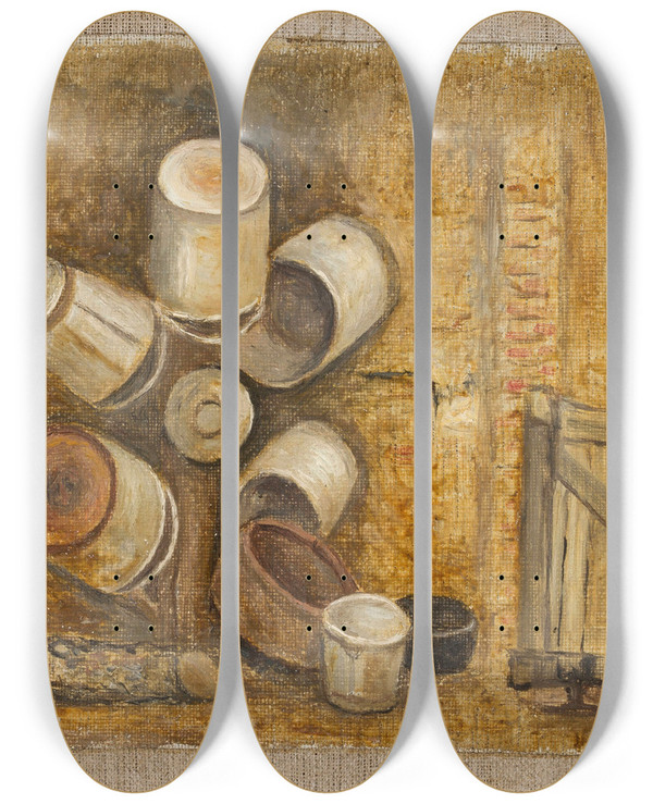 Triptych art skateboard deck of Tadeusz Makowski Wiadra by Tadeusz Makowski (1882-1932)
