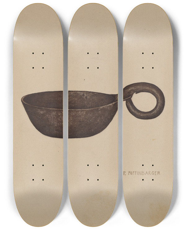 Triptych art skateboard deck of Paul Poffinbarger Drinking Cup by Paul Poffinbarger