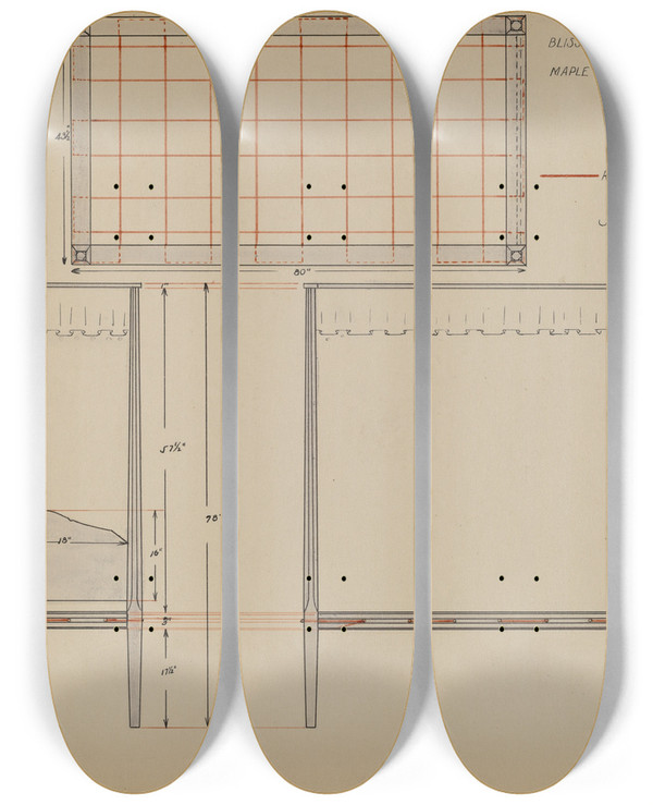 Triptych art skateboard deck of Jack Bochner Bed by Jack Bochner