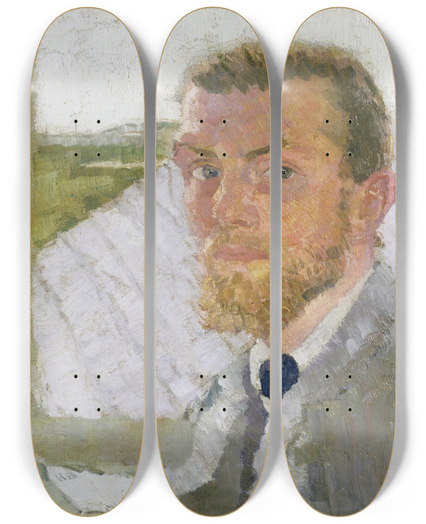 Triptych art skateboard deck of Max Beckmann Selfportrait_7 by Max Beckmann (1884-1950)
