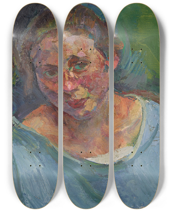 Triptych art skateboard deck of Anton Kolig Portrt Hilde Sthlerherzmansky by Anton Kolig (1886-1950)