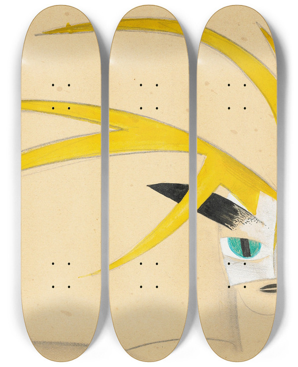 Triptych art skateboard deck of Sergey Chekhonin Headdress Design_1 by Sergey Chekhonin (1878-1936)