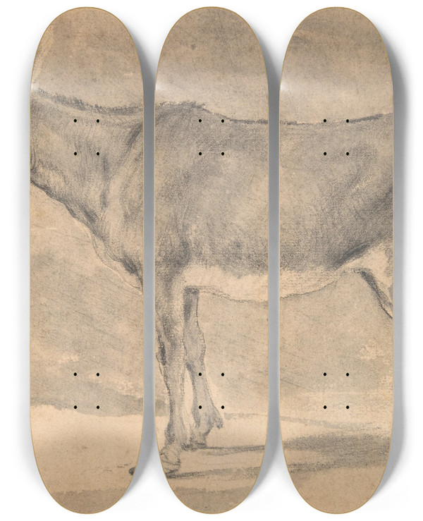 Triptych art skateboard deck of Pieter Van Laer Donkey by Pieter Van Laer (1592-1642)