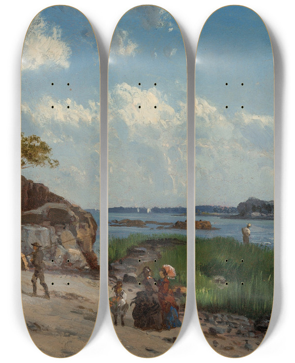 Triptych art skateboard deck of Frederick Rondel Pine Island New York by Frederick Rondel (1826-1892)