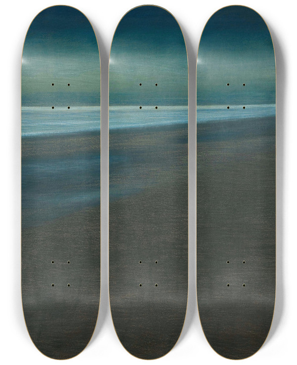 Triptych art skateboard deck of Lon Spilliaert Beachview At Night by Leon Spilliaert (1881-1946)