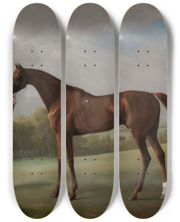 Triptych art skateboard deck of George Stubbs Lustre Held By A Groom by George Stubbs (1724-1806)