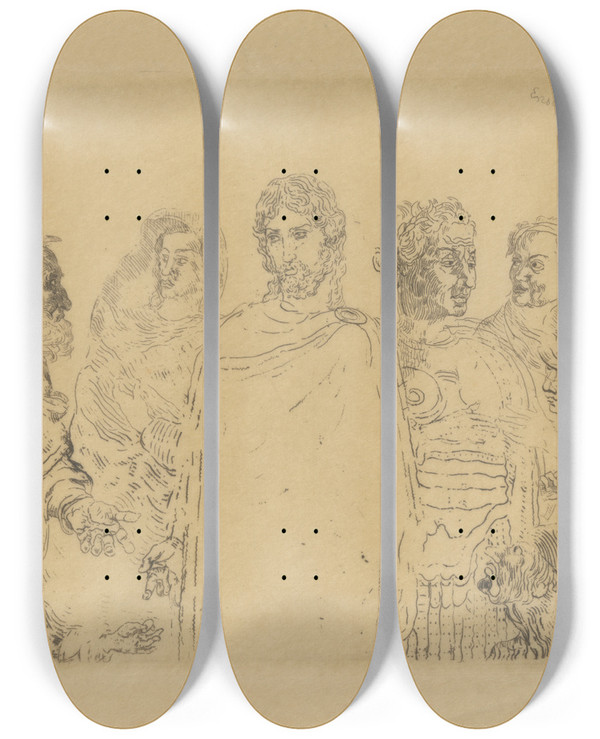 Triptych art skateboard deck of James Ensor De Zilverling Van Caesar by James Ensor (1860-1949)