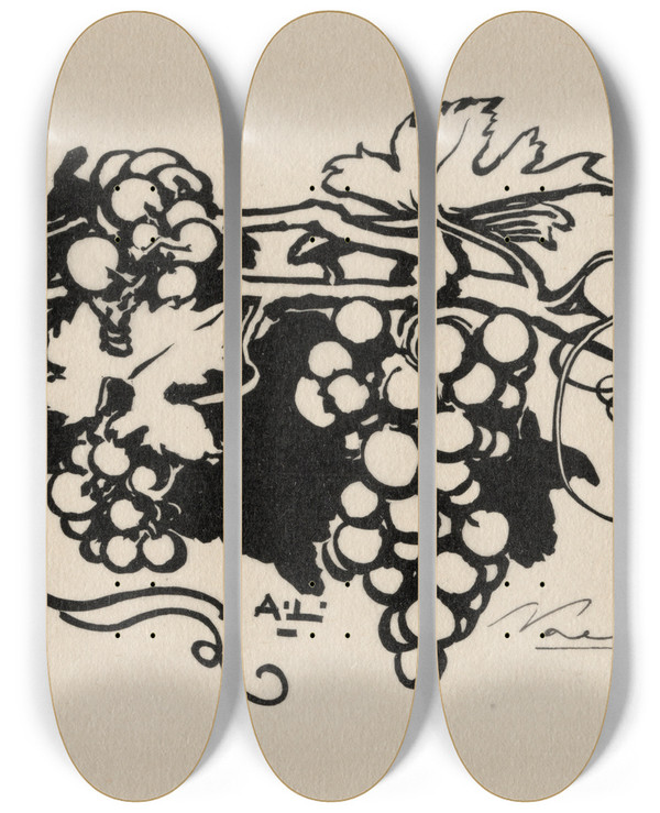 Triptych art skateboard deck of Auguste Louis Lepre Un Culdelampe by Auguste Louis Lepere (1849-1918)