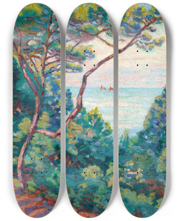 Triptych art skateboard deck of Armand Guillaumin Cte De Lesterel by Armand Guillaumin (1841-1927)