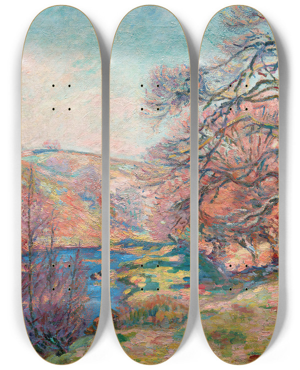 Triptych art skateboard deck of Armand Guillaumin Crozant_1 by Armand Guillaumin (1841-1927)