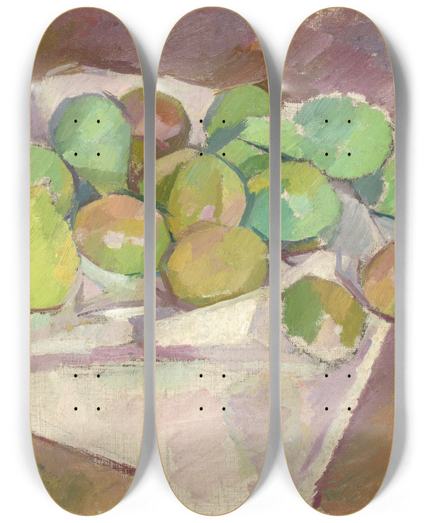 Triptych art skateboard deck of Patrick Henry Bruce Plums by Patrick Henry Bruce (1881-1936)