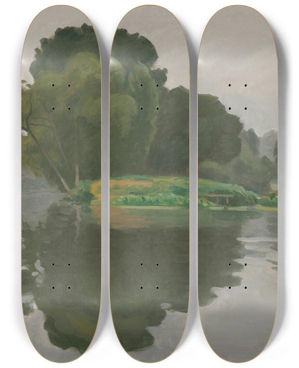 Triptych art skateboard deck of Albert Marquet Lle Poissy by Albert Marquet (1875-1947)