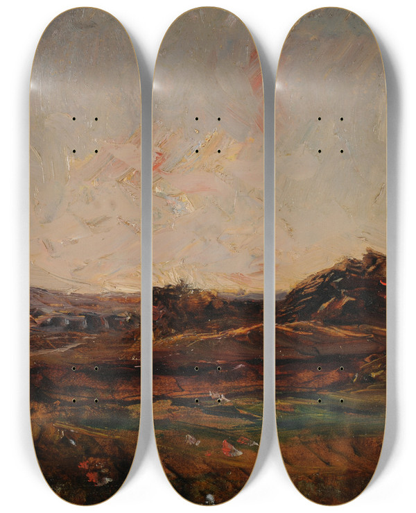 Triptych art skateboard deck of Franoisauguste Ravier Paysage by Franois-Auguste Ravier (1814-1895)