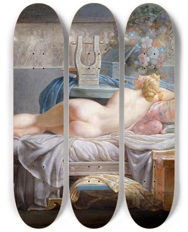 Triptych art skateboard deck of Jeanbaptiste Regnault Sapho by Jean-Baptiste Regnault (1754-1829)