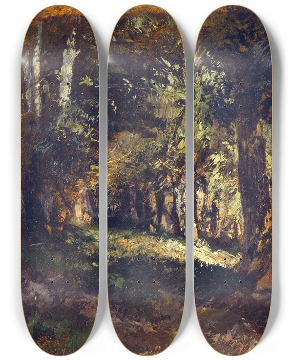 Triptych art skateboard deck of Flix Ziem La Fort by Felix Ziem (1821-1911)