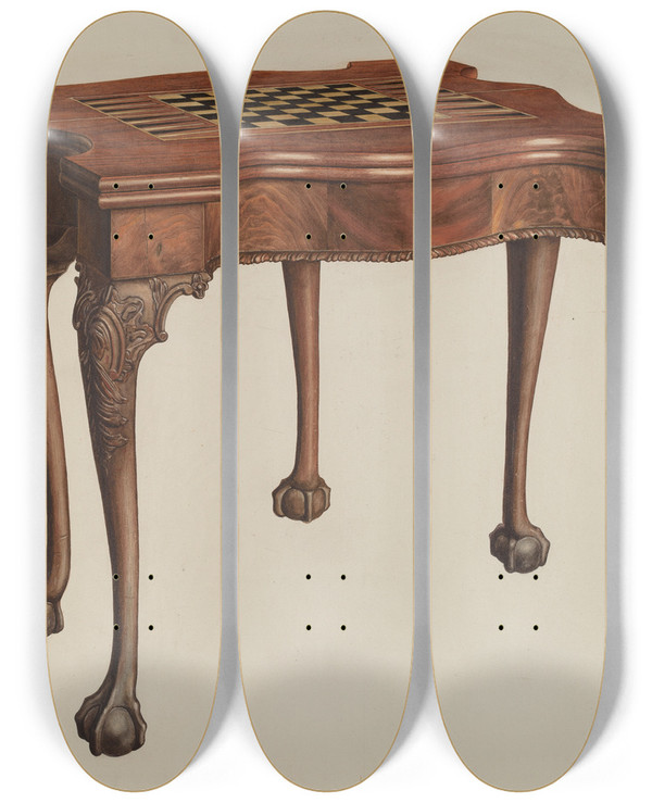 Triptych art skateboard deck of M Rosenshieldvonpaulin Gaming Table_1 by M. Rosenshield-von-Paulin