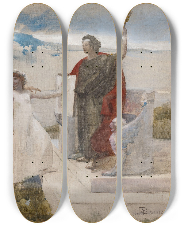 Triptych art skateboard deck of Albert Besnard Le Mariage by Albert Besnard (1849-1934)