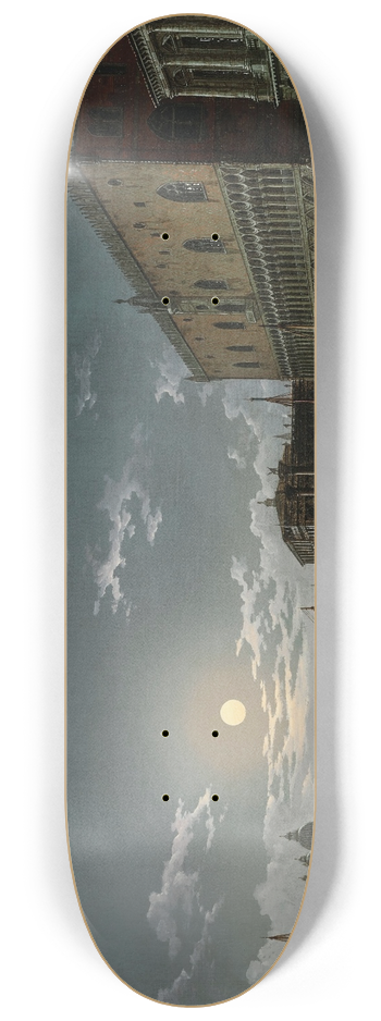 Henry Pether - A View of the Bacino di San Marco with the Doges Palace and the Church of Santa Maria della Salute in the Distance, by Moonlight 8.25 inch art skate deck