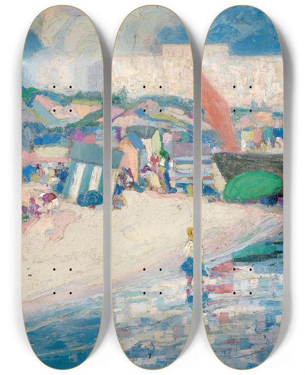 Triptych art skateboard deck of John Noble Low Tide by John Noble (1874-1934)