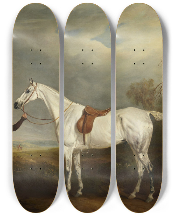 Triptych art skateboard deck of John E Ferneley Lord Howes Groom With Gray Hunter by John Ferneley