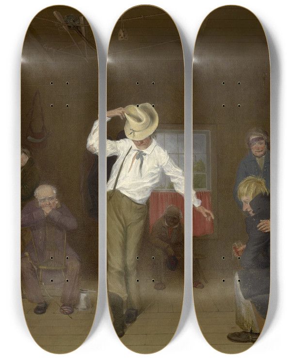 Triptych art skateboard deck of Charles Deas Walking The Chalk by Charles Deas (1818-1867)