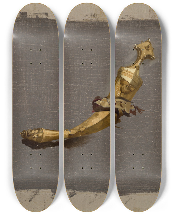 Triptych art skateboard deck of Stanisaw Von Chlebowski Study Of A Khanjar_1 by Stanislaw Chlebowski (1835-1884)