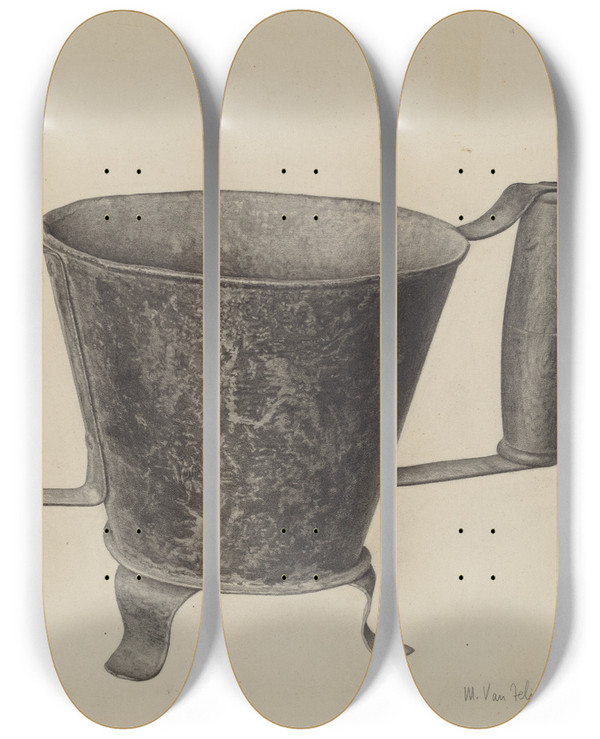 Triptych art skateboard deck of Maurice Van Felix Ember Carrier by Maurice Van Felix