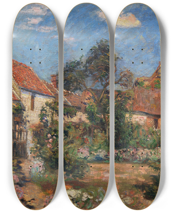 Triptych art skateboard deck of Armand Guillaumin Jardin Janvillesurjuine by Armand Guillaumin (1841-1927)